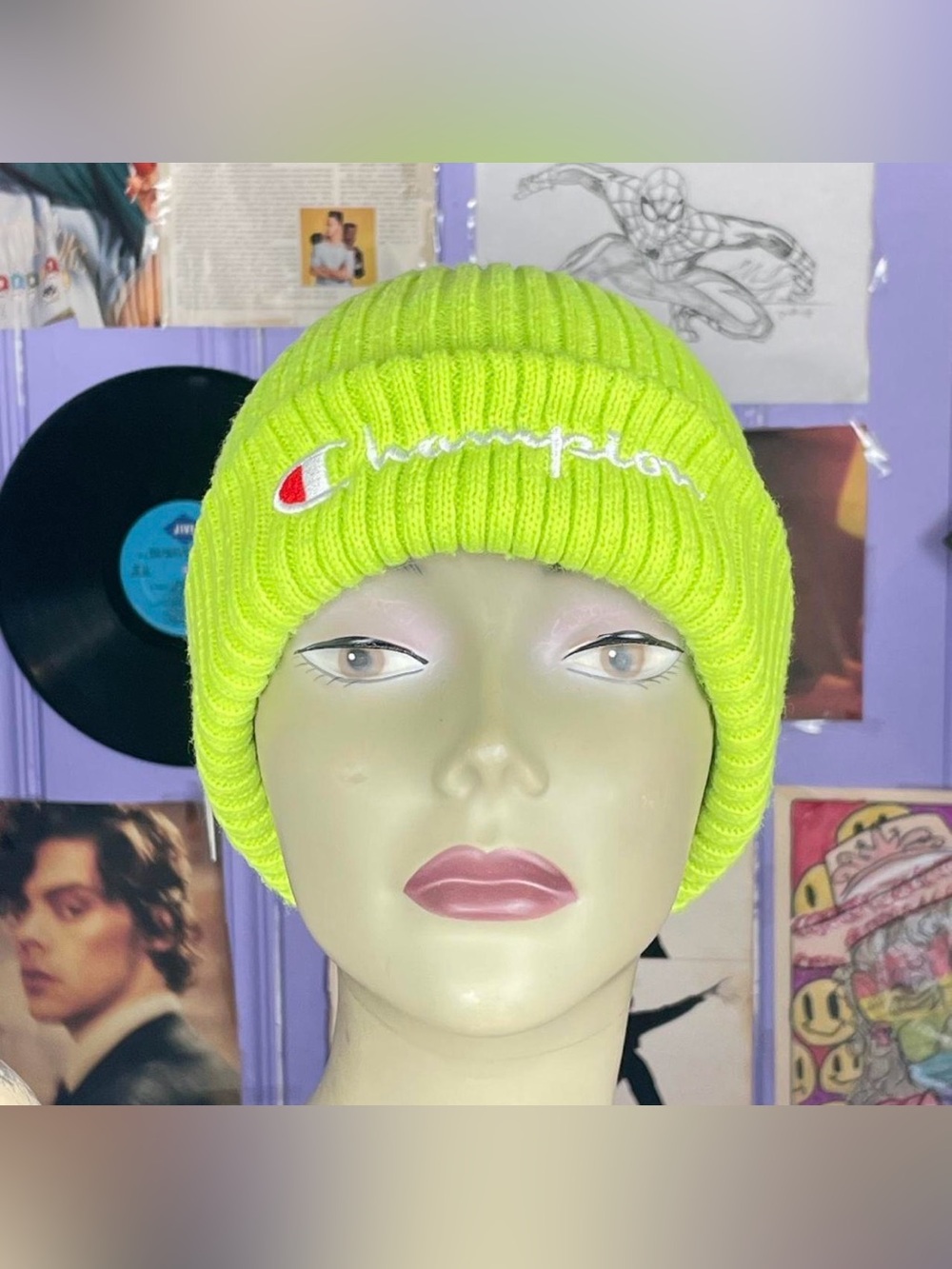 Champion Neon Green Knit Beanie